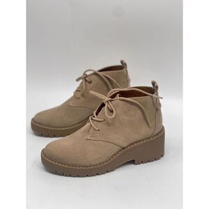 White Mountain Women's Danny Lace-Up Wedge Booties - Sand 5.5M